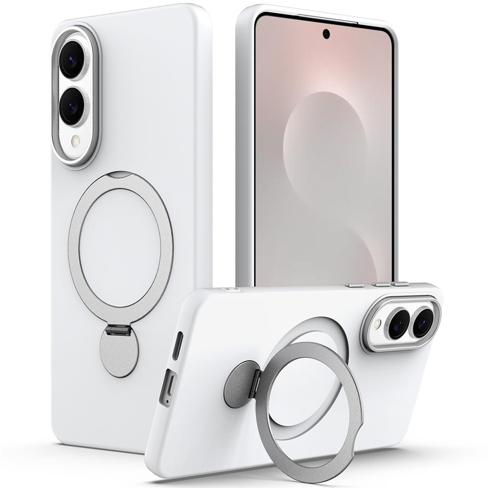  Samsung Galaxy S25 Edge Skal MagSafe Kickstand Hybrid Vit - Teknikhallen.se