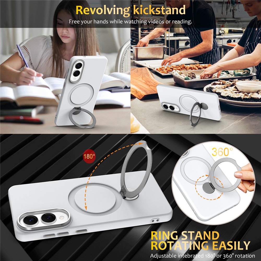  Samsung Galaxy S25 Edge Skal MagSafe Kickstand Hybrid Vit - Teknikhallen.se