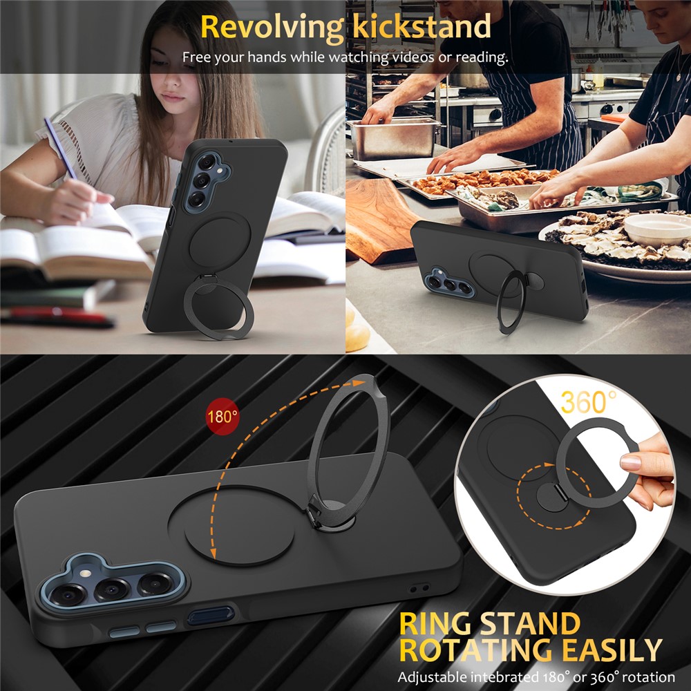  Samsung Galaxy A16 Skal MagSafe Kickstand Hybrid Svart - Teknikhallen.se