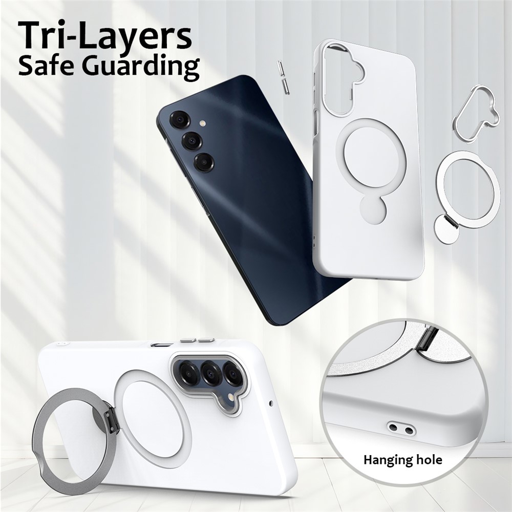  Samsung Galaxy A16 Skal MagSafe Kickstand Hybrid Vit - Teknikhallen.se