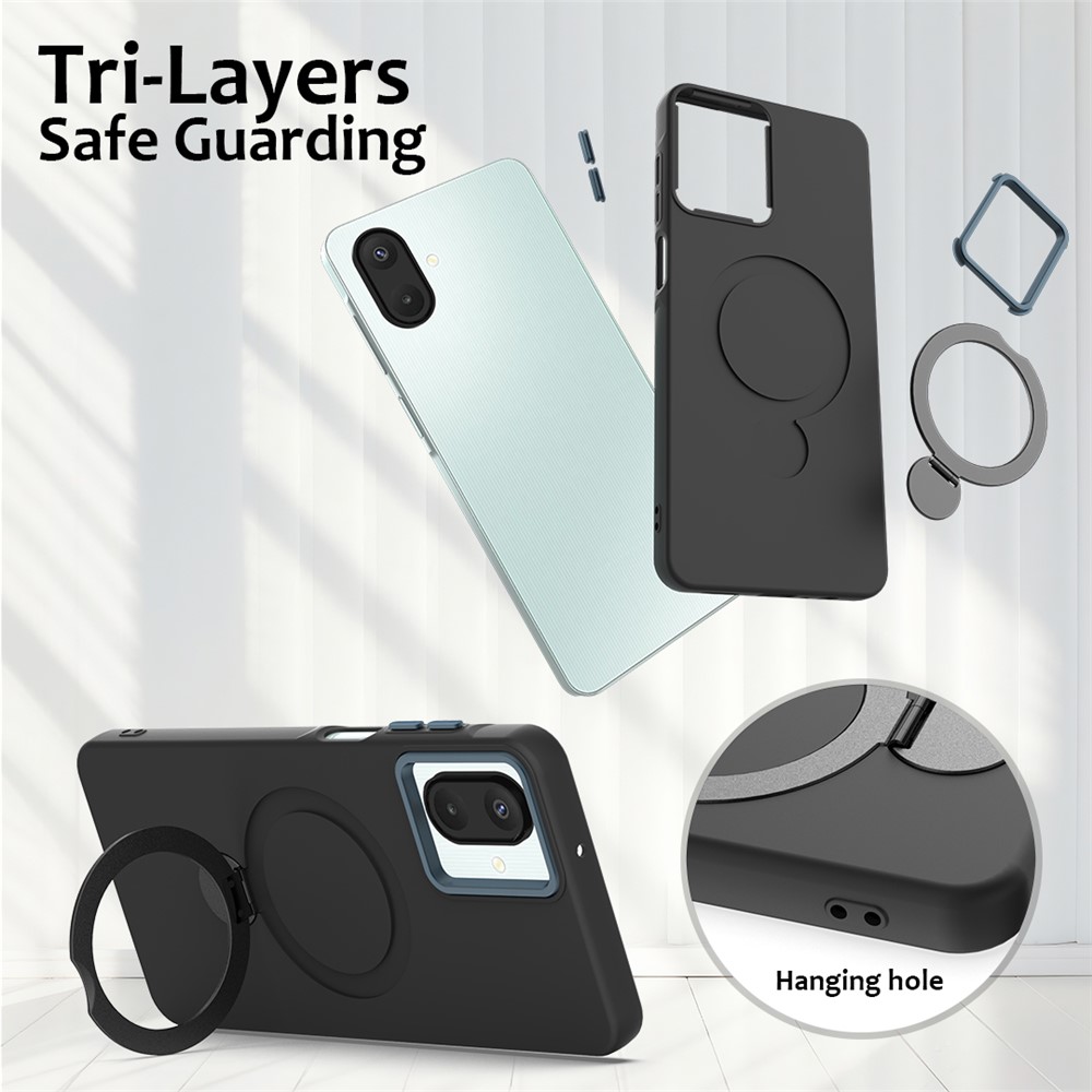  Samsung Galaxy A07 Skal MagSafe Kickstand Hybrid Svart - Teknikhallen.se