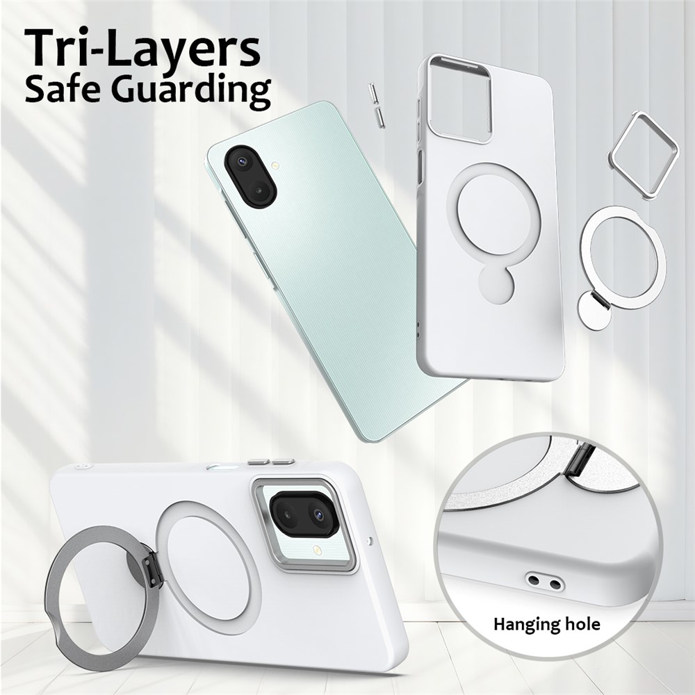  Samsung Galaxy A07 Skal MagSafe Kickstand Hybrid Vit - Teknikhallen.se