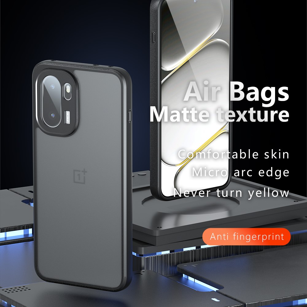  OnePlus 15R Skal Hybrid Matt Transparent / Svart - Teknikhallen.se