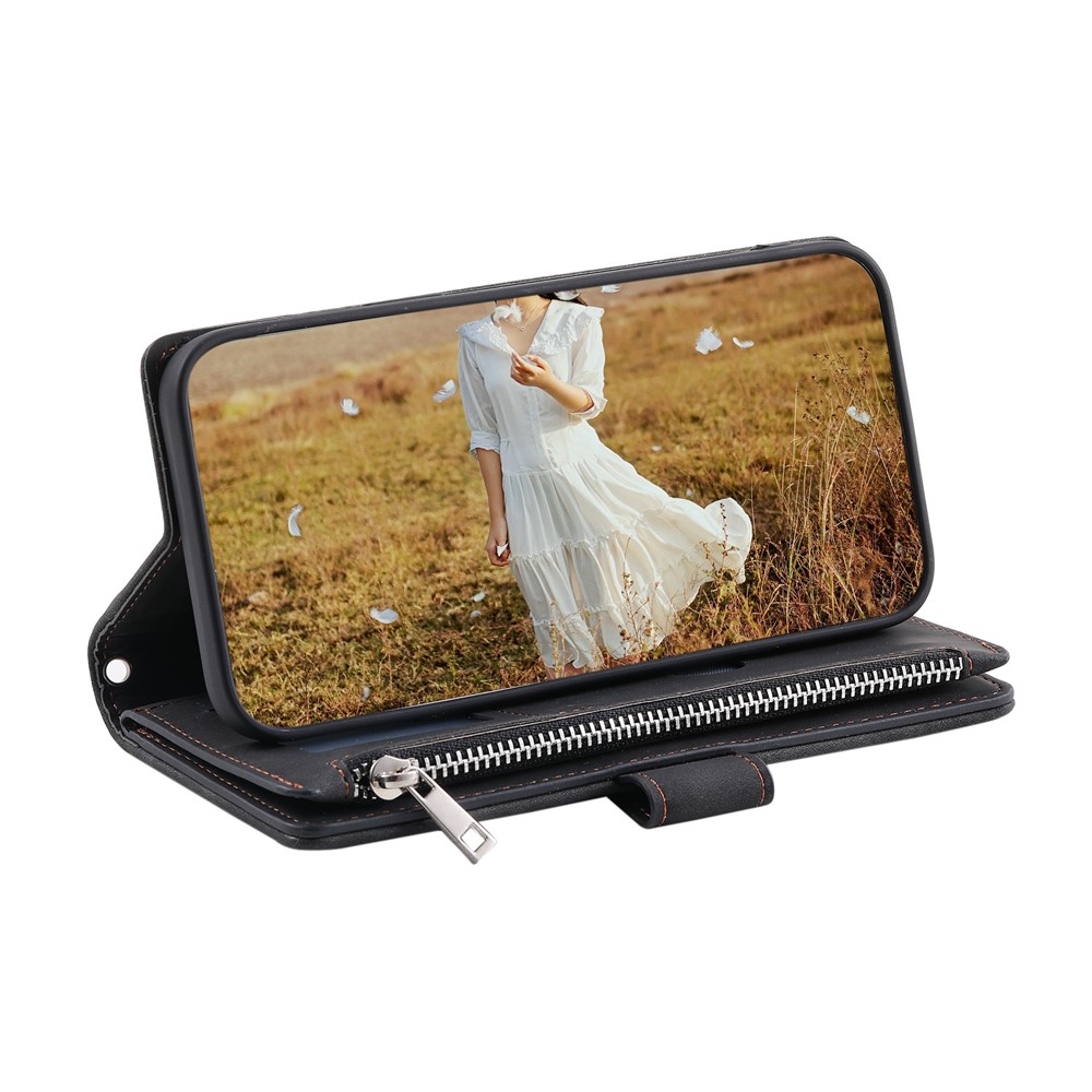  OnePlus 15R Fodral Multifunktionellt Rhombus Läder Svart - Teknikhallen.se