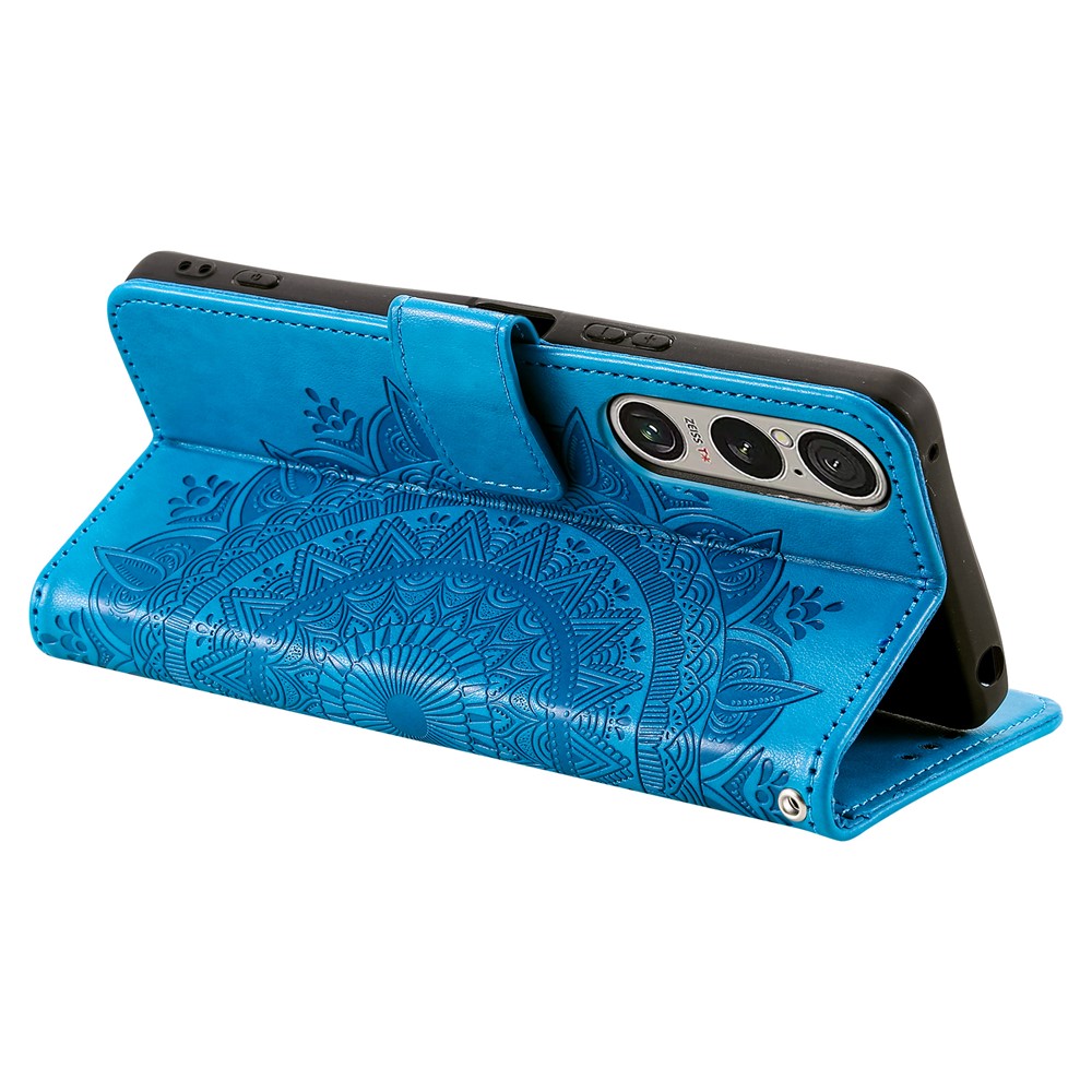  Sony Xperia 1 VII Fodral Mandala Läder Blå - Teknikhallen.se