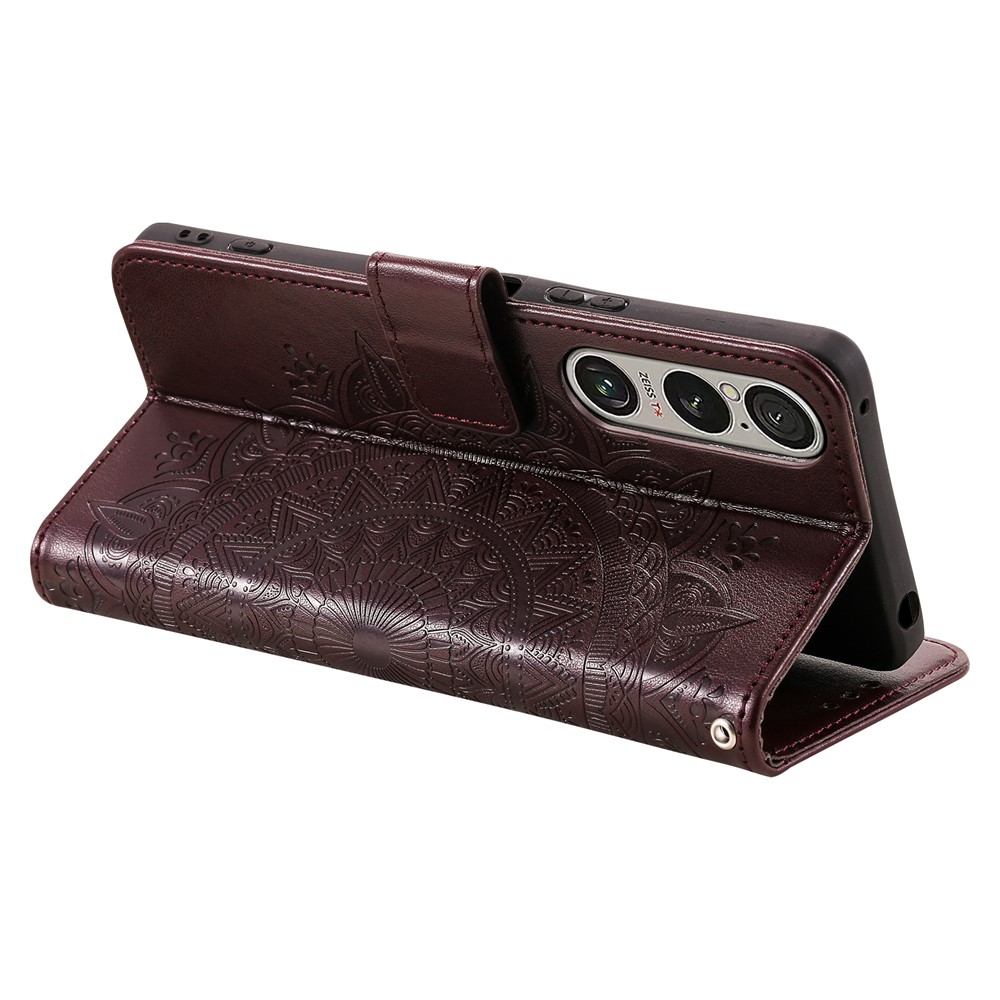  Sony Xperia 1 VII Fodral Mandala Läder Brun - Teknikhallen.se