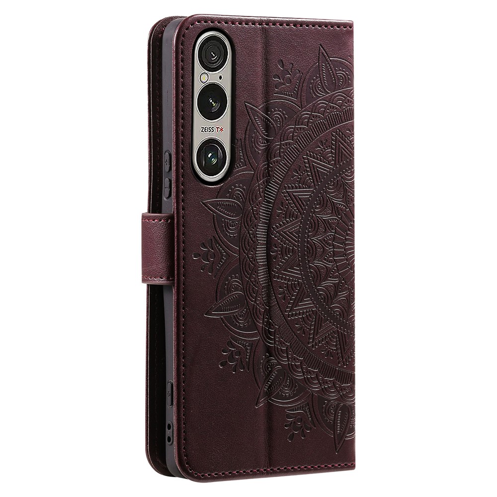  Sony Xperia 1 VII Fodral Mandala Läder Brun - Teknikhallen.se