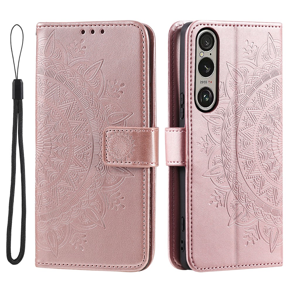  Sony Xperia 1 VII Fodral Mandala Läder Roséguld - Teknikhallen.se