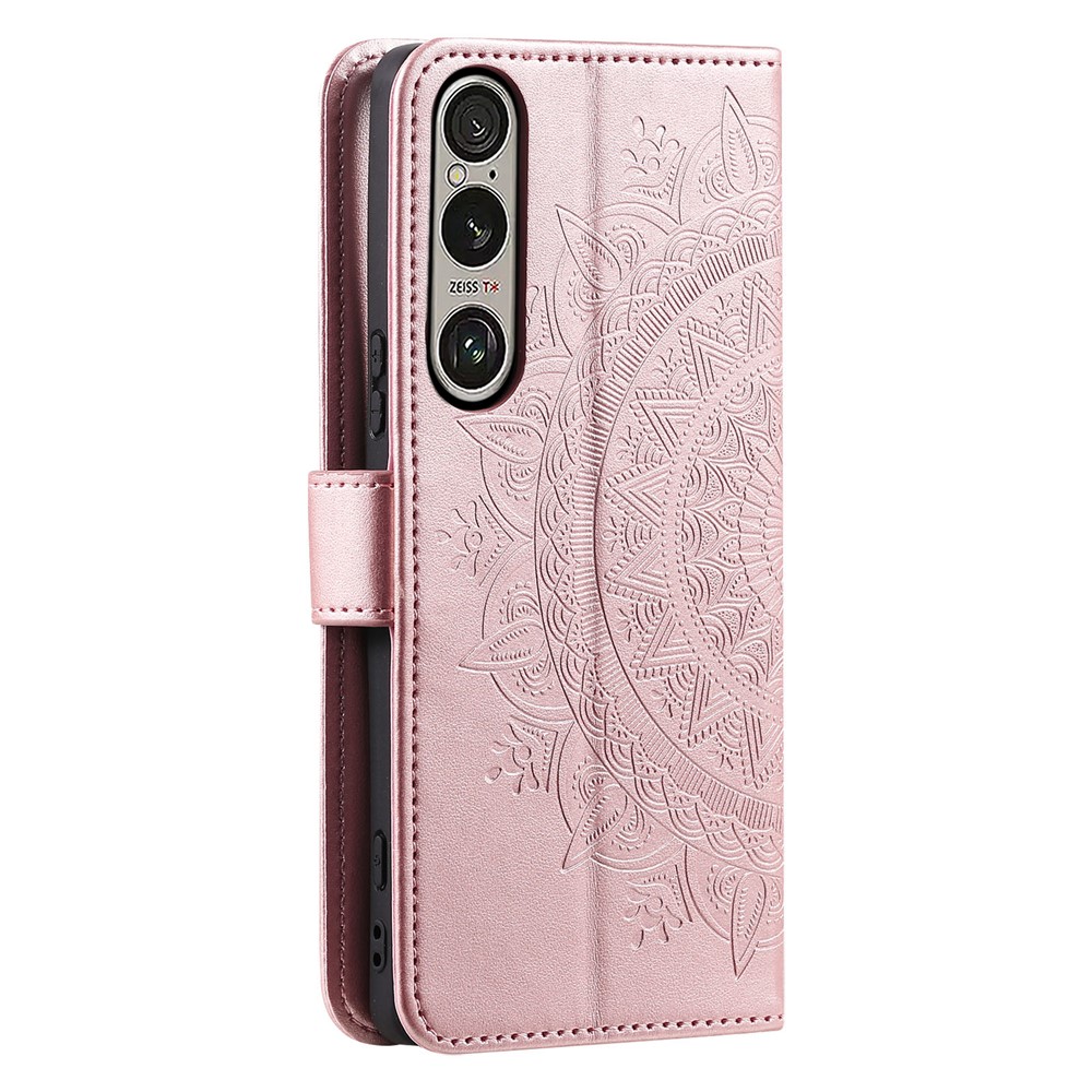  Sony Xperia 1 VII Fodral Mandala Läder Roséguld - Teknikhallen.se