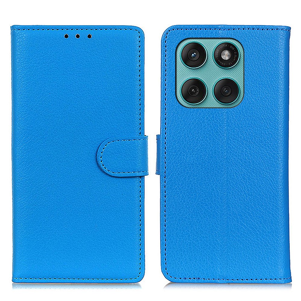  Motorola Edge 60 / 60 Fusion Fodral Litchi Läder Blå - Teknikhallen.se