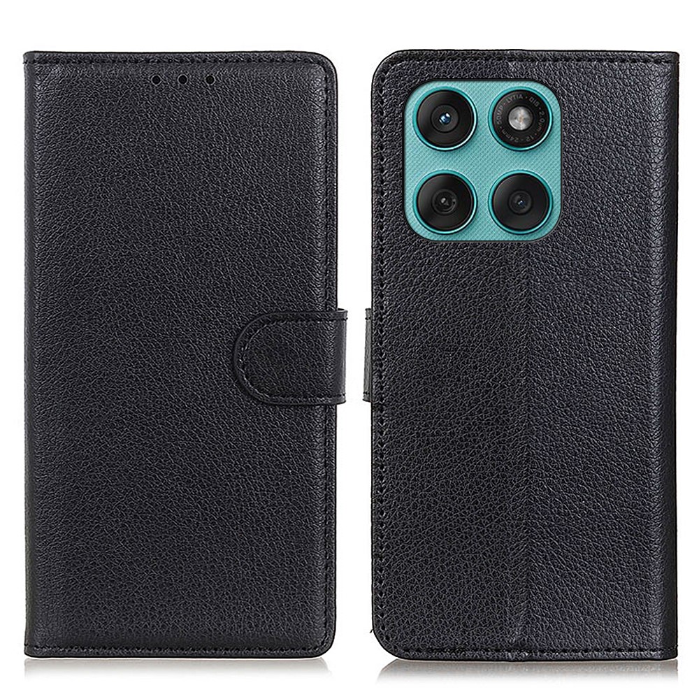  Motorola Edge 60 / 60 Fusion Fodral Litchi Läder Svart - Teknikhallen.se