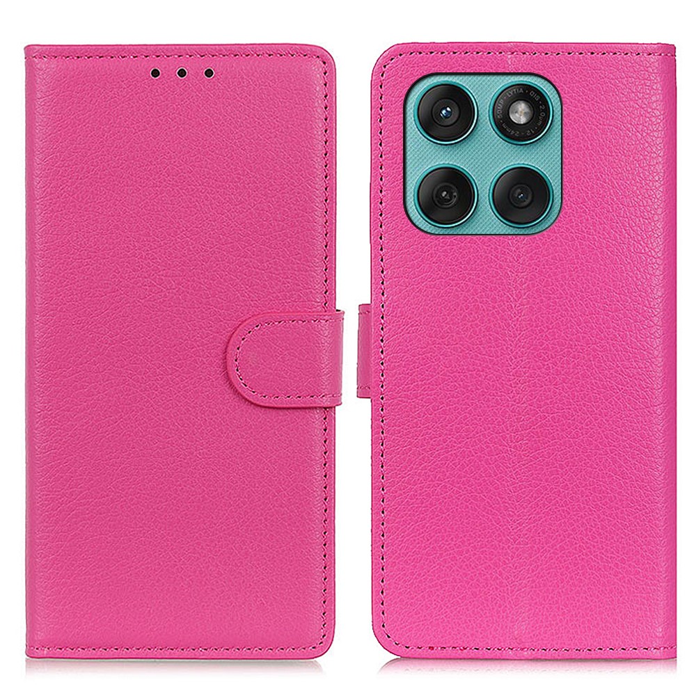  Motorola Edge 60 / 60 Fusion Fodral Litchi Läder Rosa - Teknikhallen.se