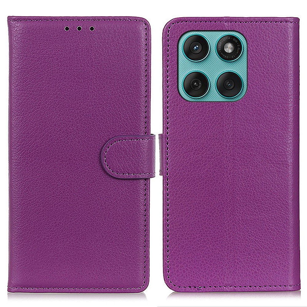  Motorola Edge 60 / 60 Fusion Fodral Litchi Läder Lila - Teknikhallen.se