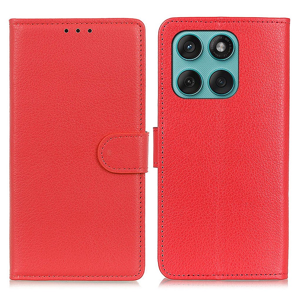  Motorola Edge 60 / 60 Fusion Fodral Litchi Läder Röd - Teknikhallen.se