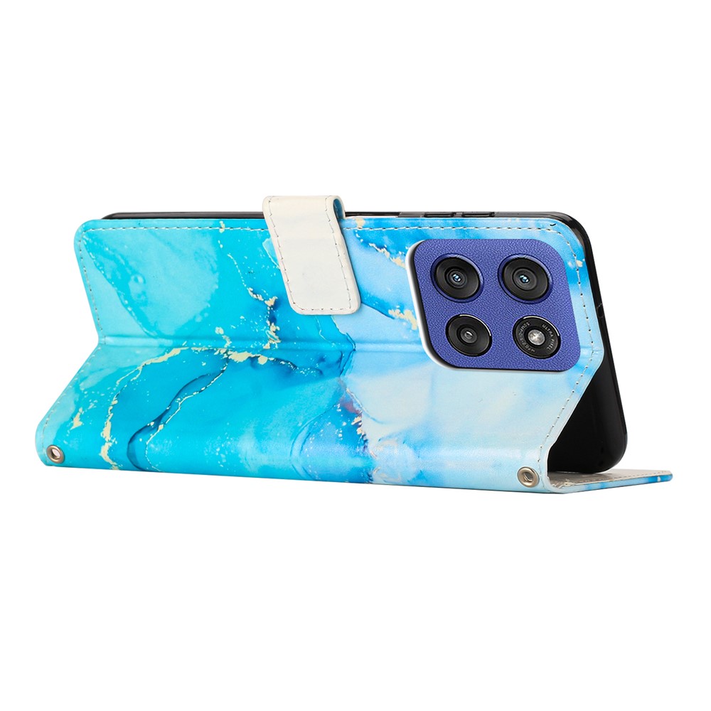  Motorola Edge 60 / 60 Fusion Fodral Läder Marmor Blå / Grön - Teknikhallen.se