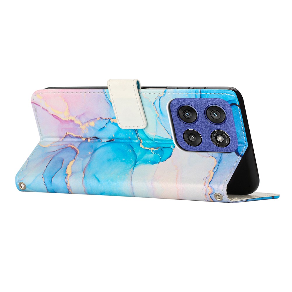  Motorola Edge 60 / 60 Fusion Fodral Läder Marmor Rosa / Grön - Teknikhallen.se