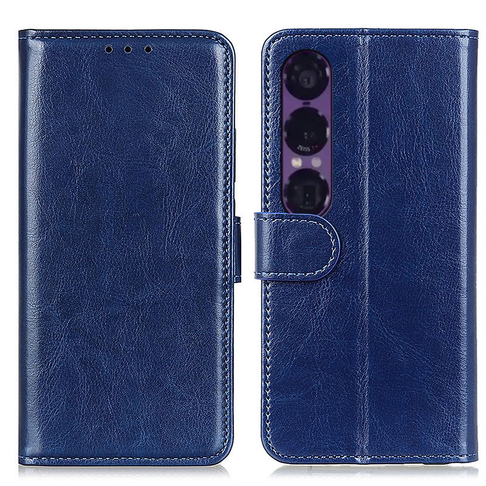  Sony Xperia 1 VII Fodral Crazy Horse Läder Blå - Teknikhallen.se