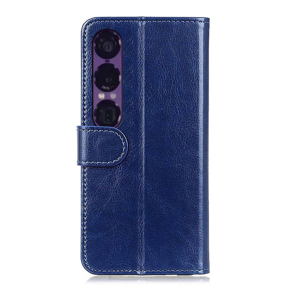  Sony Xperia 1 VII Fodral Crazy Horse Läder Blå - Teknikhallen.se