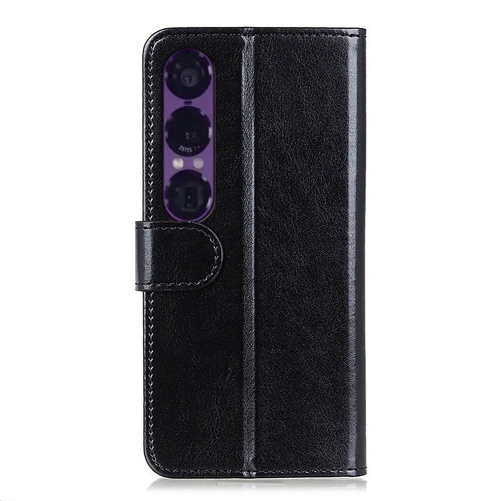  Sony Xperia 1 VII Fodral Crazy Horse Läder Svart - Teknikhallen.se