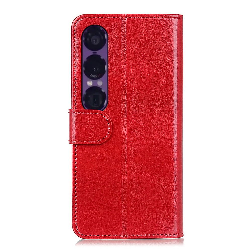  Sony Xperia 1 VII Fodral Crazy Horse Läder Röd - Teknikhallen.se