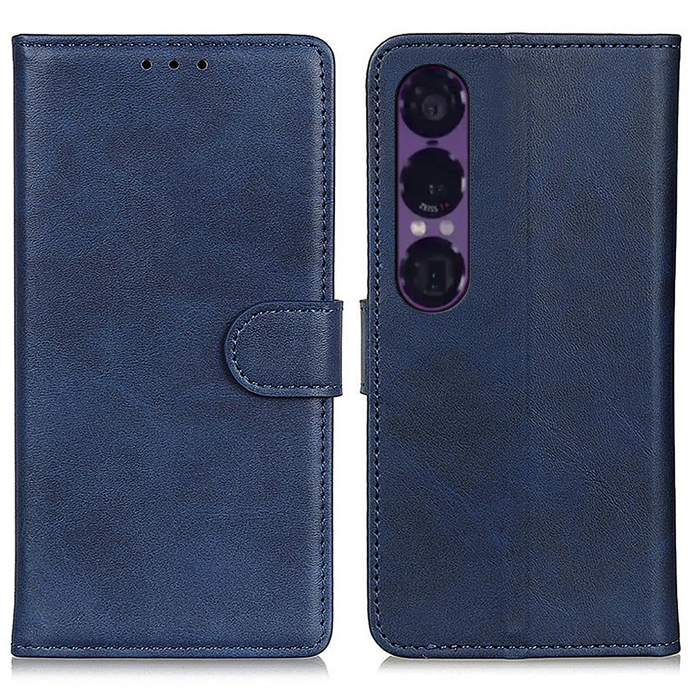  Sony Xperia 1 VII Fodral Läder Blå - Teknikhallen.se