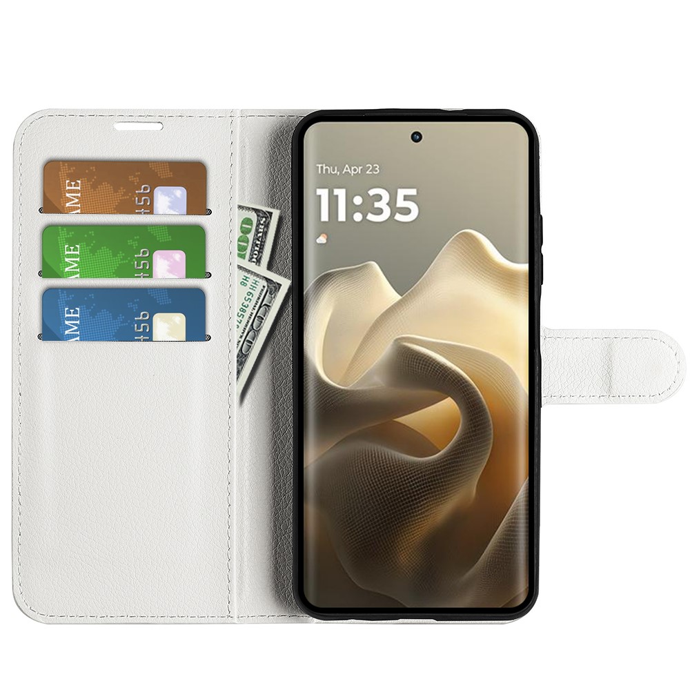  Motorola Edge 60 Pro Fodral Litchi Läder Vit - Teknikhallen.se