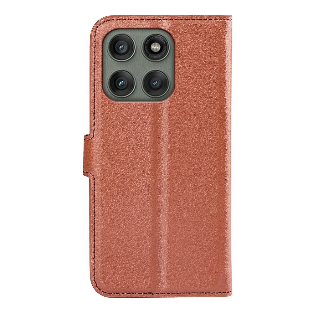  Motorola Edge 60 Pro Fodral Litchi Läder Brun - Teknikhallen.se