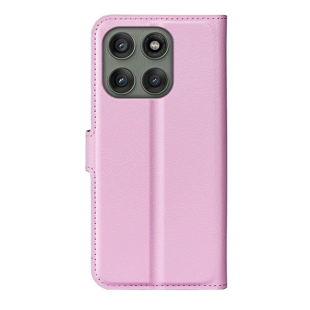  Motorola Edge 60 Pro Fodral Litchi Läder Ljus Rosa - Teknikhallen.se