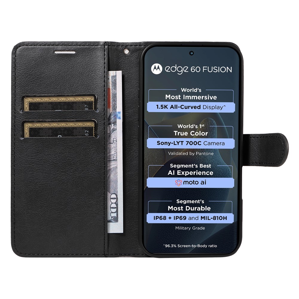 Motorola Edge 60 / 60 Pro / 60 Fusion Fodral Läder Svart - Teknikhallen.se