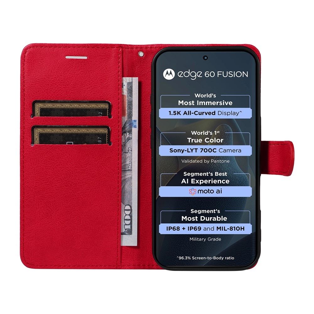  Motorola Edge 60 / 60 Pro / 60 Fusion Fodral Läder Röd - Teknikhallen.se