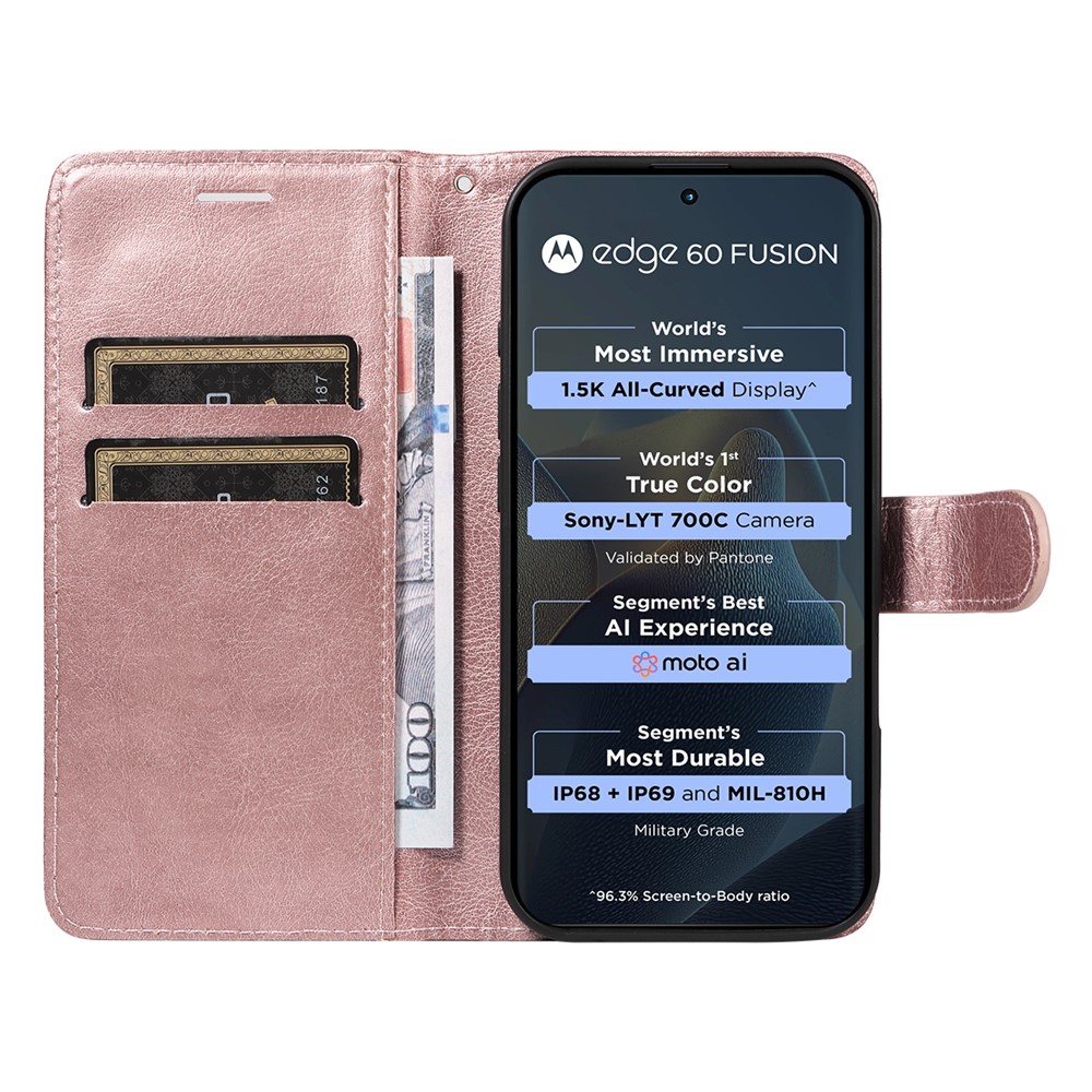  Motorola Edge 60 / 60 Pro / 60 Fusion Fodral Läder Roséguld - Teknikhallen.se