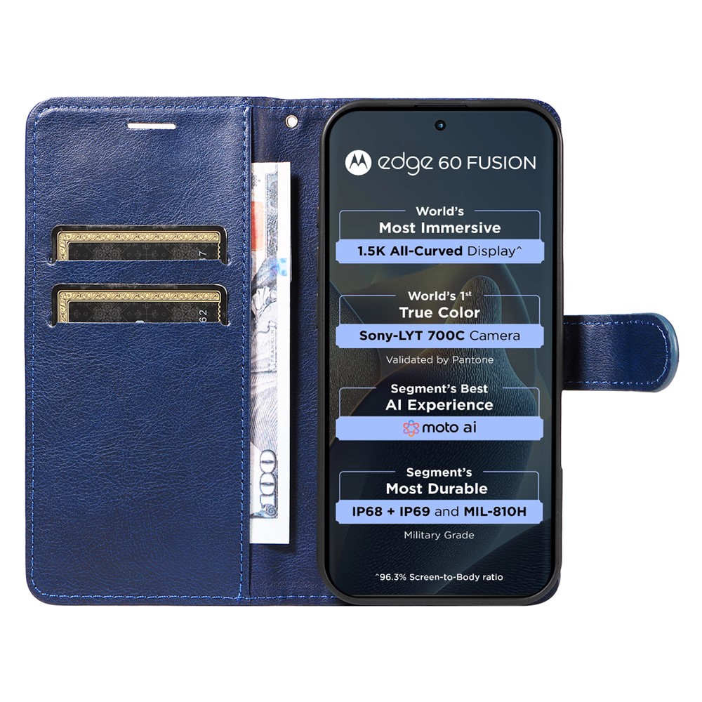  Motorola Edge 60 / 60 Pro / 60 Fusion Fodral Läder Blå - Teknikhallen.se