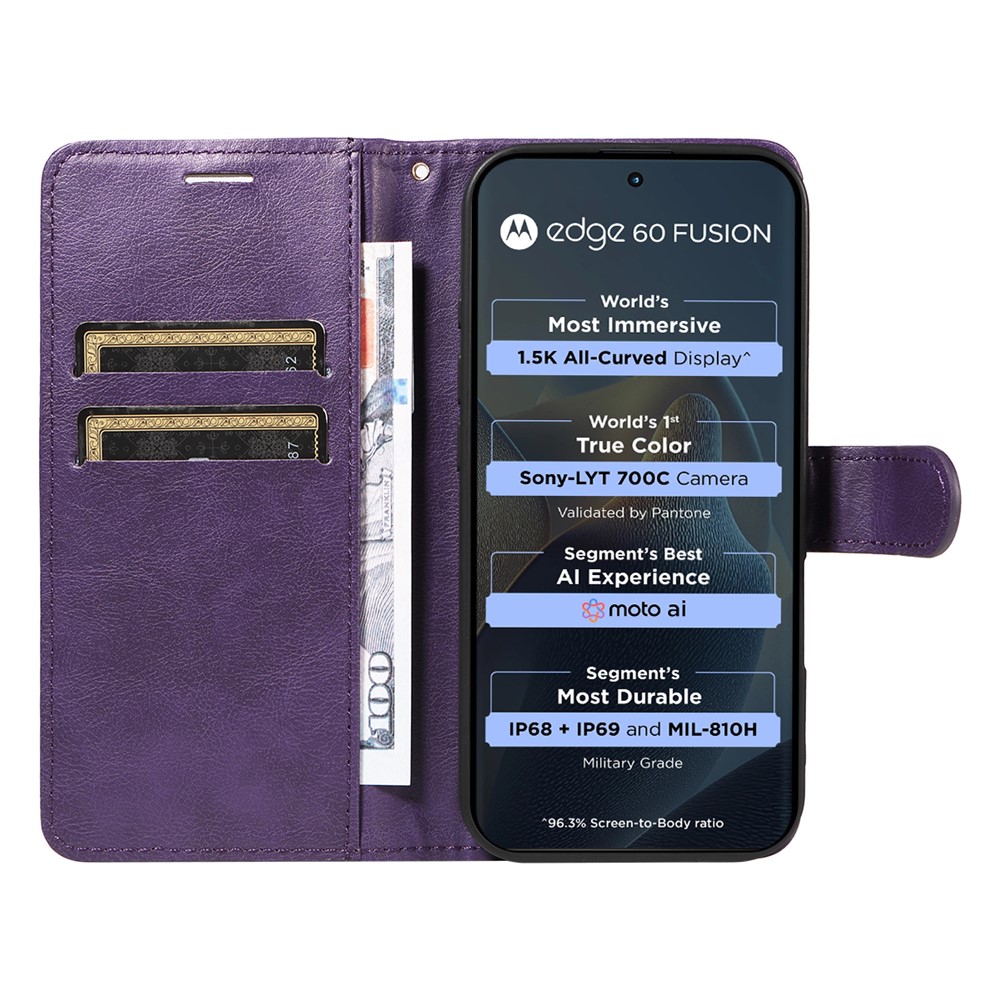  Motorola Edge 60 / 60 Pro / 60 Fusion Fodral Läder Lila - Teknikhallen.se