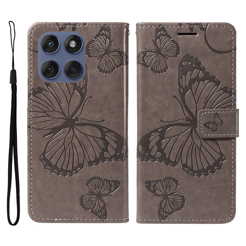  Motorola Edge 60 / 60 Pro / 60 Fusion Fodral Fjäril Tryck Grå - Teknikhallen.se