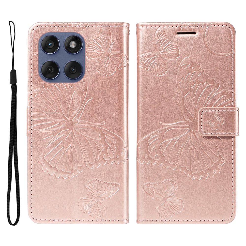  Motorola Edge 60/60 Pro/60 Fusion Fodral Fjäril Tryck Roséguld - Teknikhallen.se