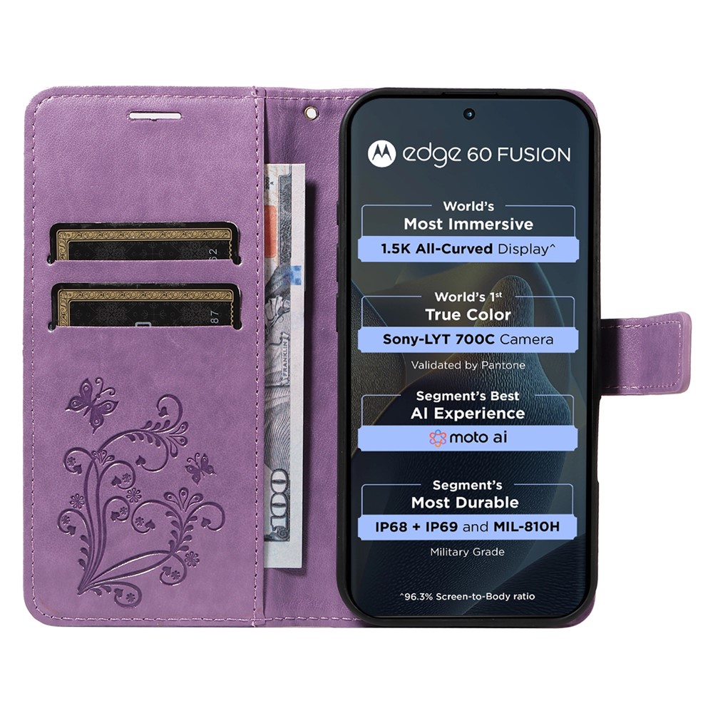  Motorola Edge 60 / 60 Pro / 60 Fusion Fodral Fjäril Tryck Lila - Teknikhallen.se