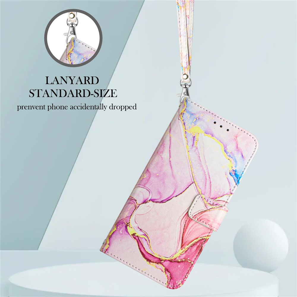  Sony Xperia 1 VII Fodral Läder Marmor Roséguld - Teknikhallen.se