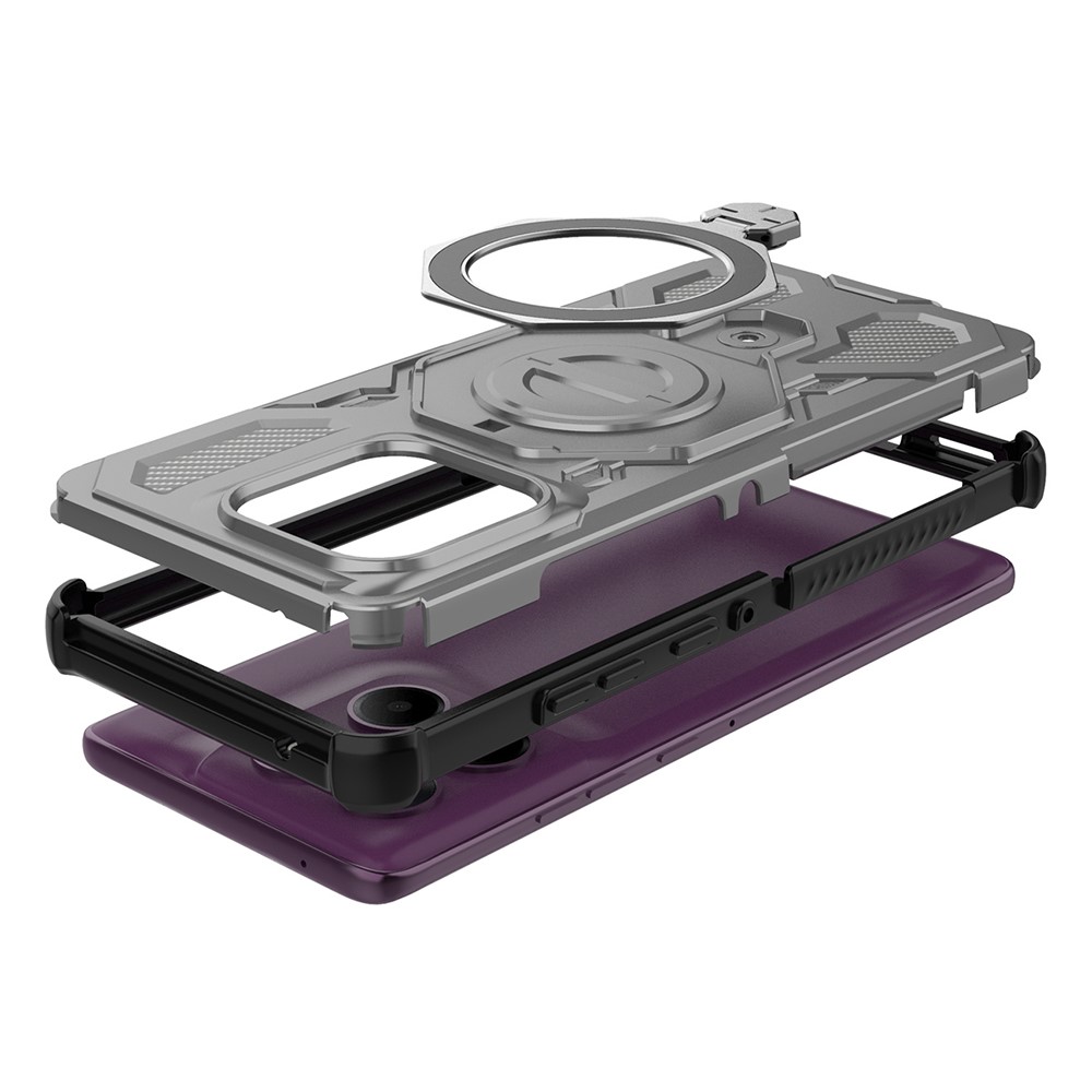  Motorola Edge 60 Pro Skal MagSafe Kickstand Hybrid Grå - Teknikhallen.se