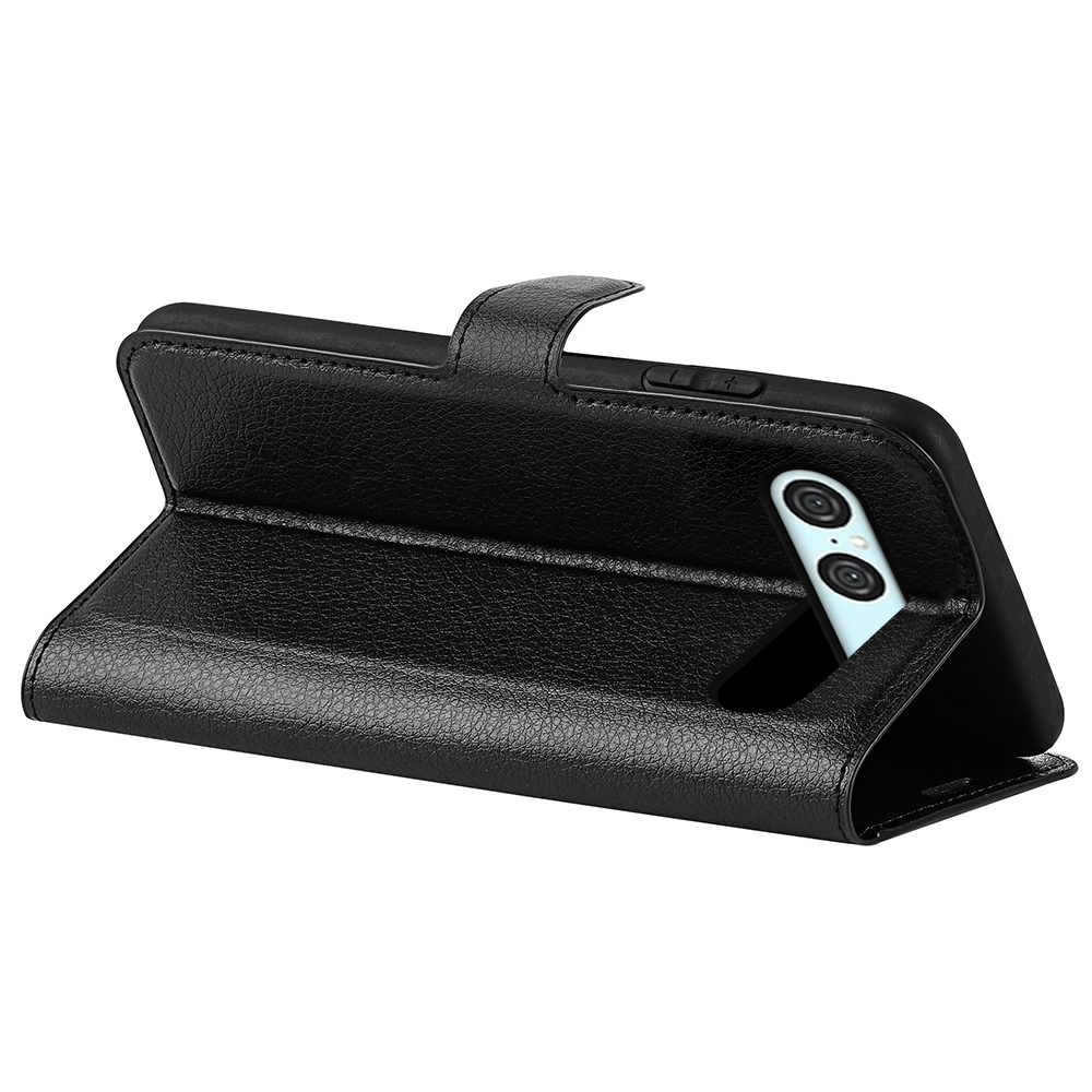  Sony Xperia 10 VII Fodral Litchi Läder Svart - Teknikhallen.se