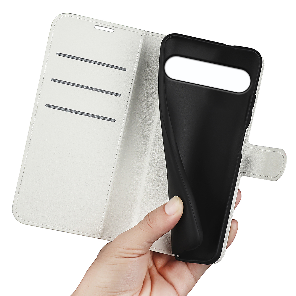  Sony Xperia 10 VII Fodral Litchi Läder Vit - Teknikhallen.se