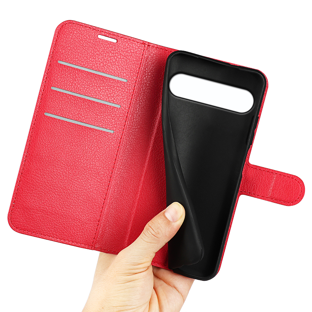  Sony Xperia 10 VII Fodral Litchi Läder Röd - Teknikhallen.se