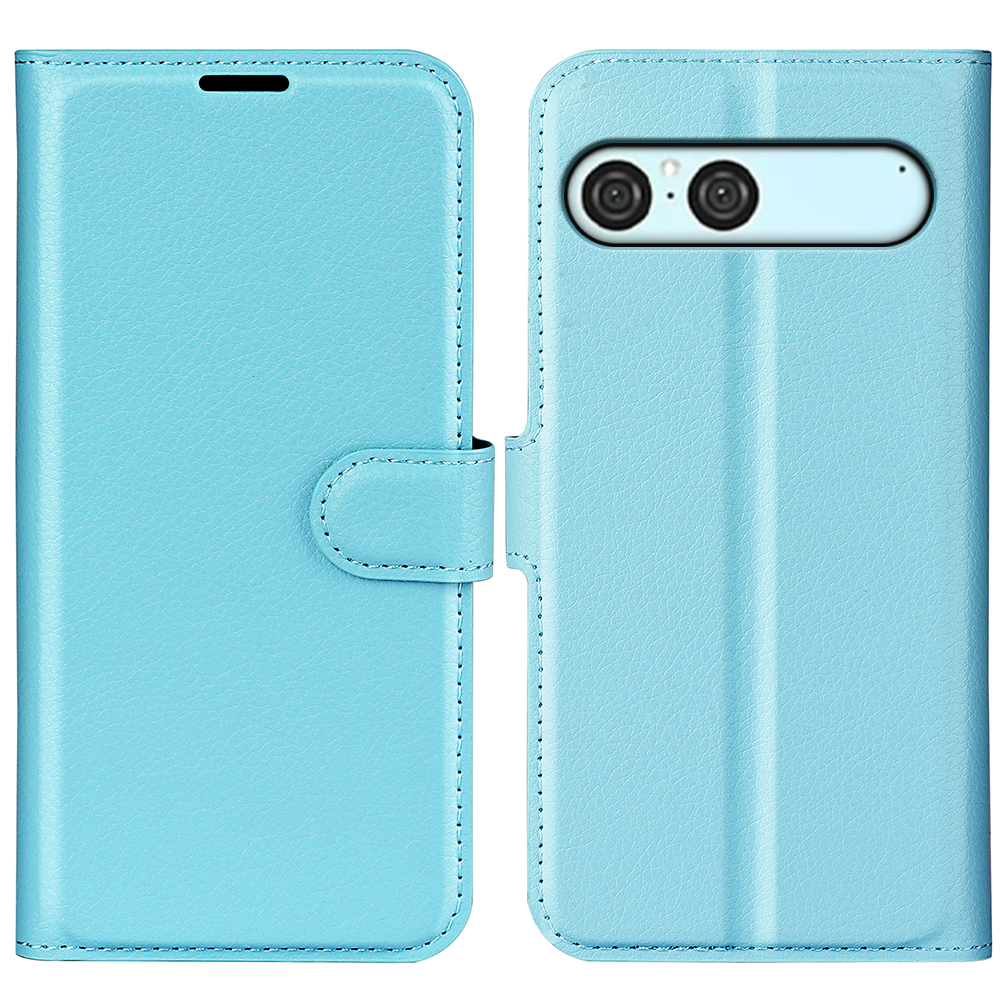  Sony Xperia 10 VII Fodral Litchi Läder Blå - Teknikhallen.se