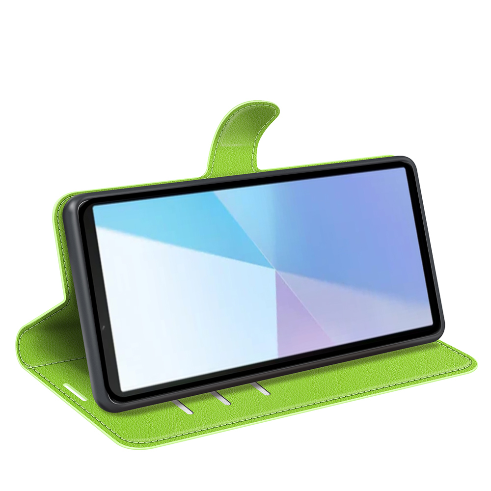  Sony Xperia 10 VII Fodral Litchi Läder Grön - Teknikhallen.se