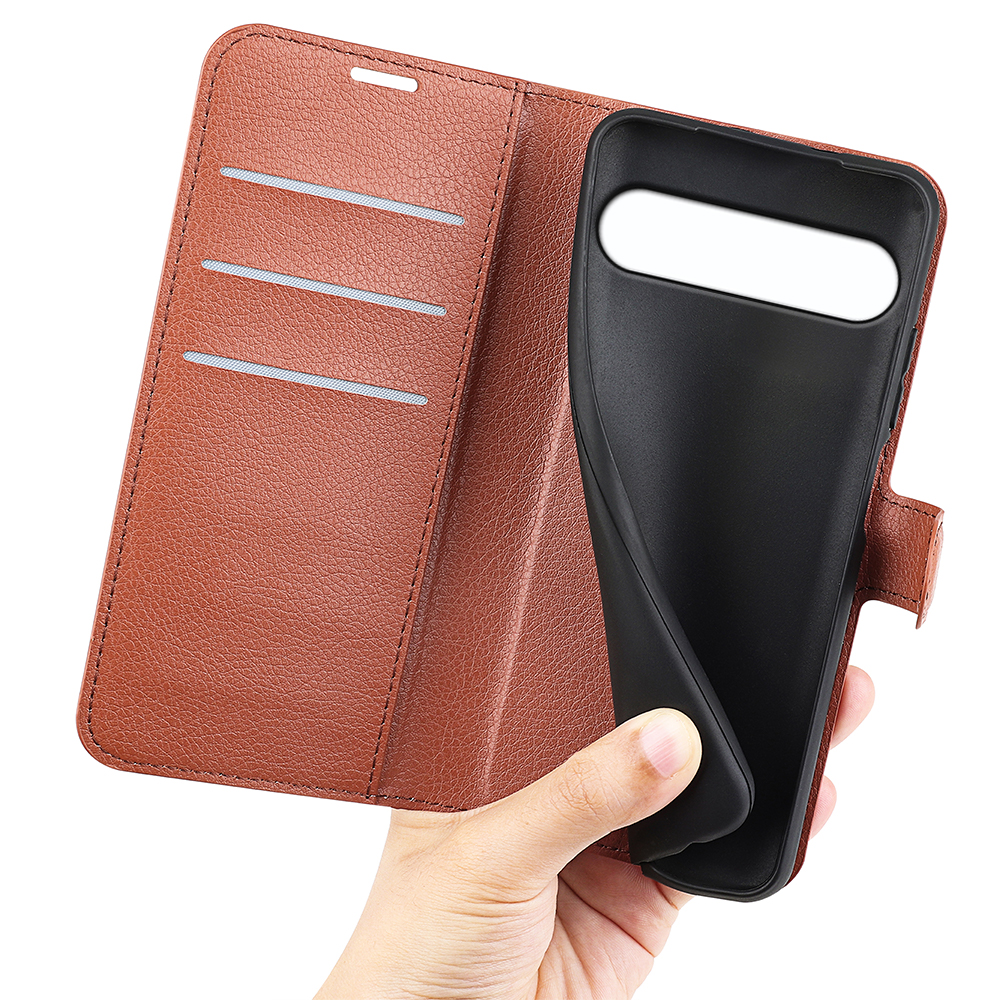  Sony Xperia 10 VII Fodral Litchi Läder Brun - Teknikhallen.se