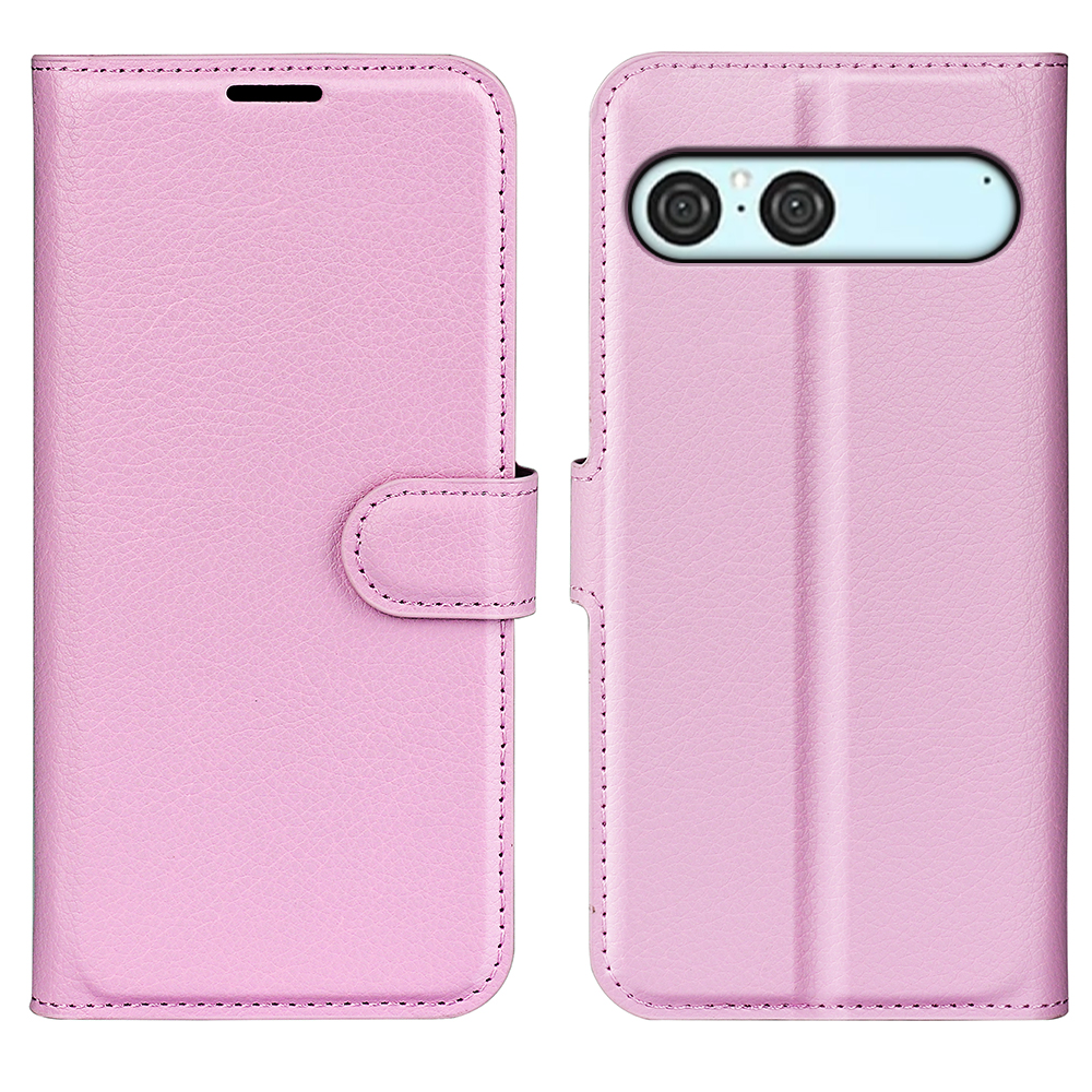  Sony Xperia 10 VII Fodral Litchi Läder Ljus Rosa - Teknikhallen.se