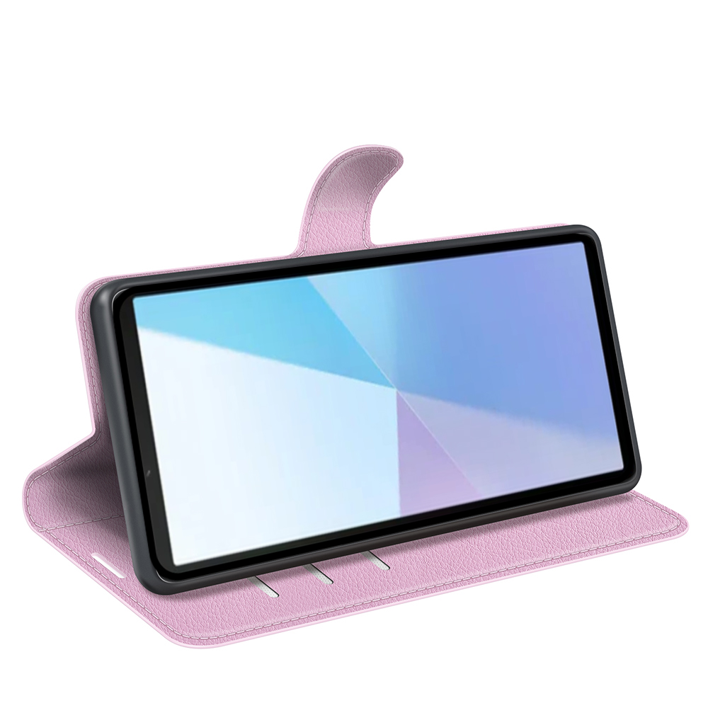  Sony Xperia 10 VII Fodral Litchi Läder Ljus Rosa - Teknikhallen.se