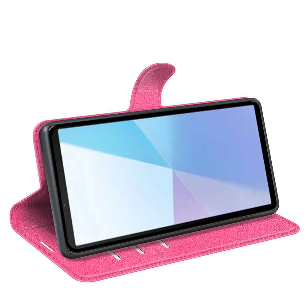  Sony Xperia 10 VII Fodral Litchi Läder Rosa - Teknikhallen.se