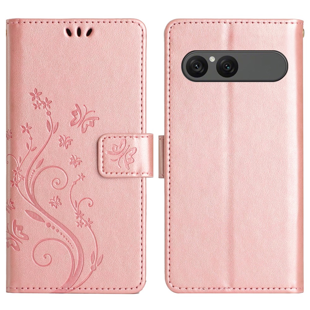  Sony Xperia 10 VII Fodral Med Blommigt Tryck Roséguld - Teknikhallen.se