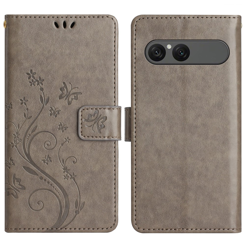  Sony Xperia 10 VII Fodral Med Blommigt Tryck Grå - Teknikhallen.se