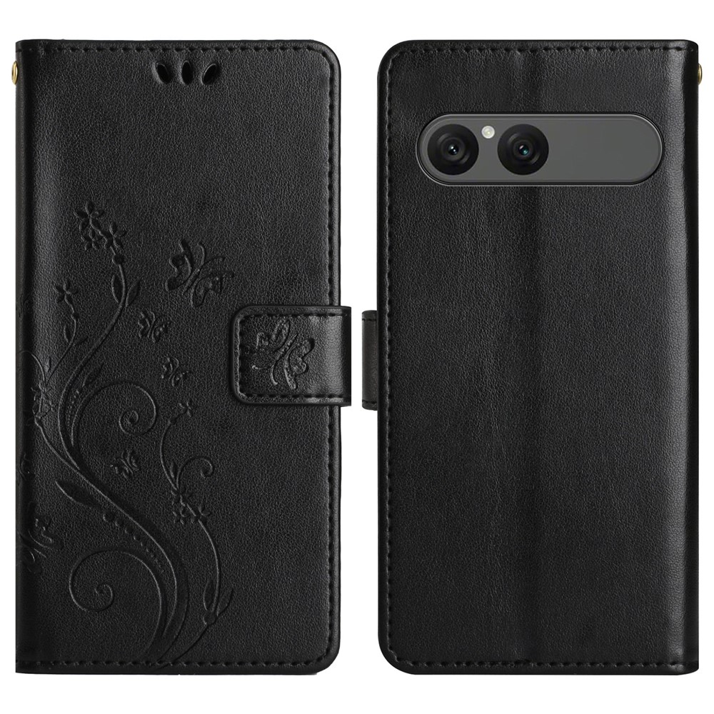  Sony Xperia 10 VII Fodral Med Blommigt Tryck Svart - Teknikhallen.se